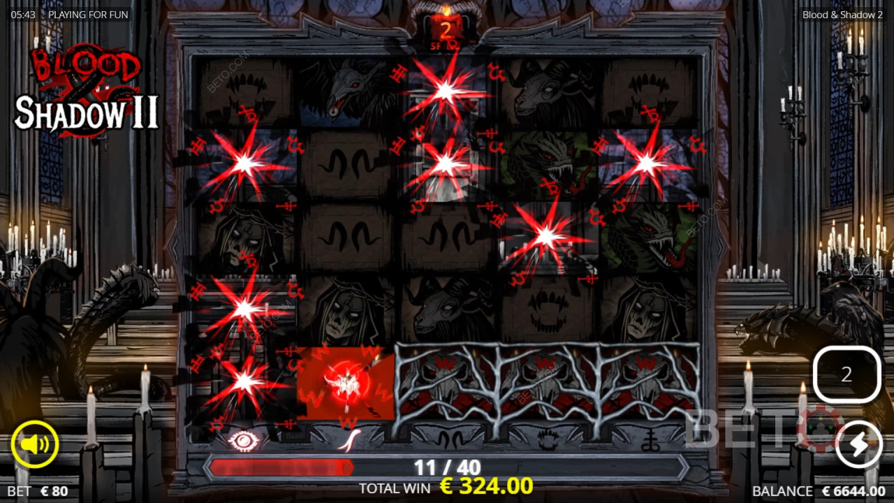 Explicação dos extras em «Blood & Shadow 2» por Nolimit City