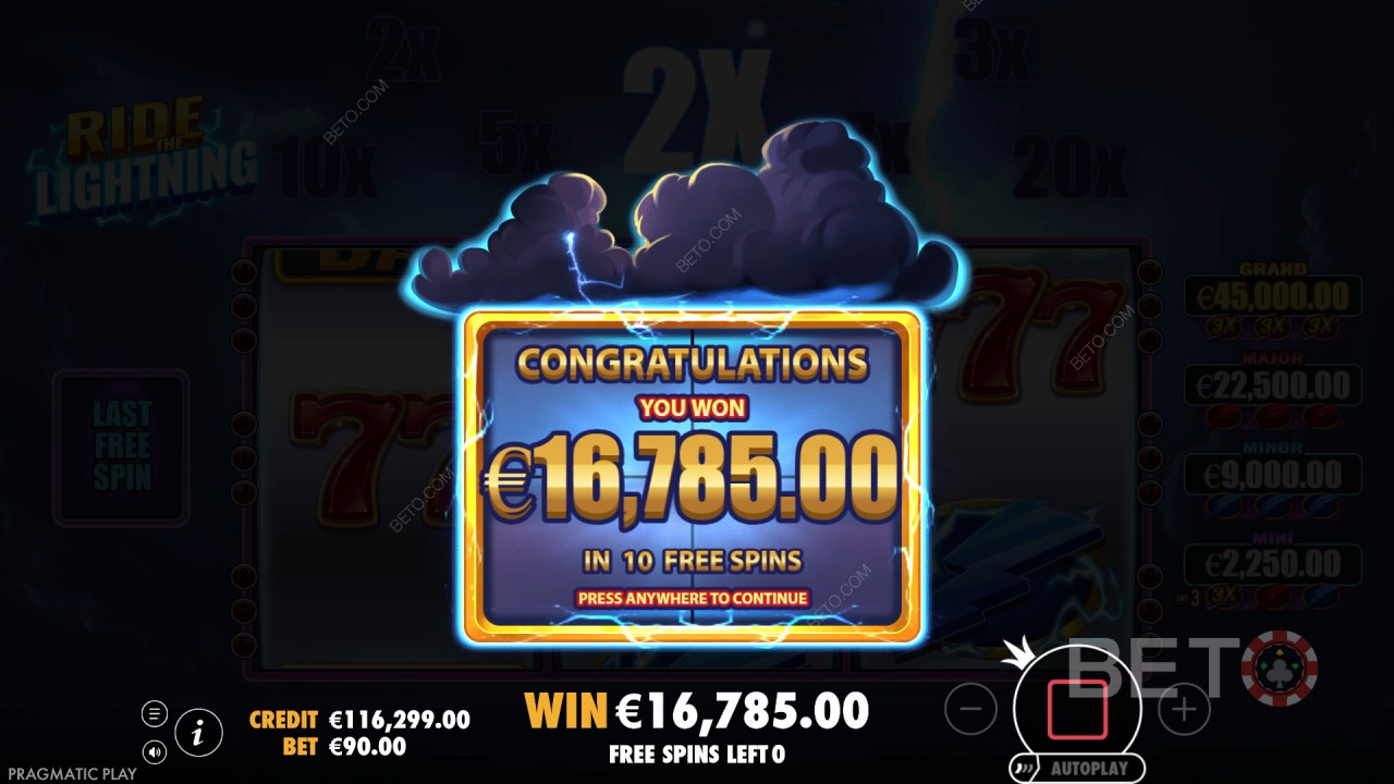 Ganhe 10.000x a sua aposta na Slot Online Ride the Lightning!