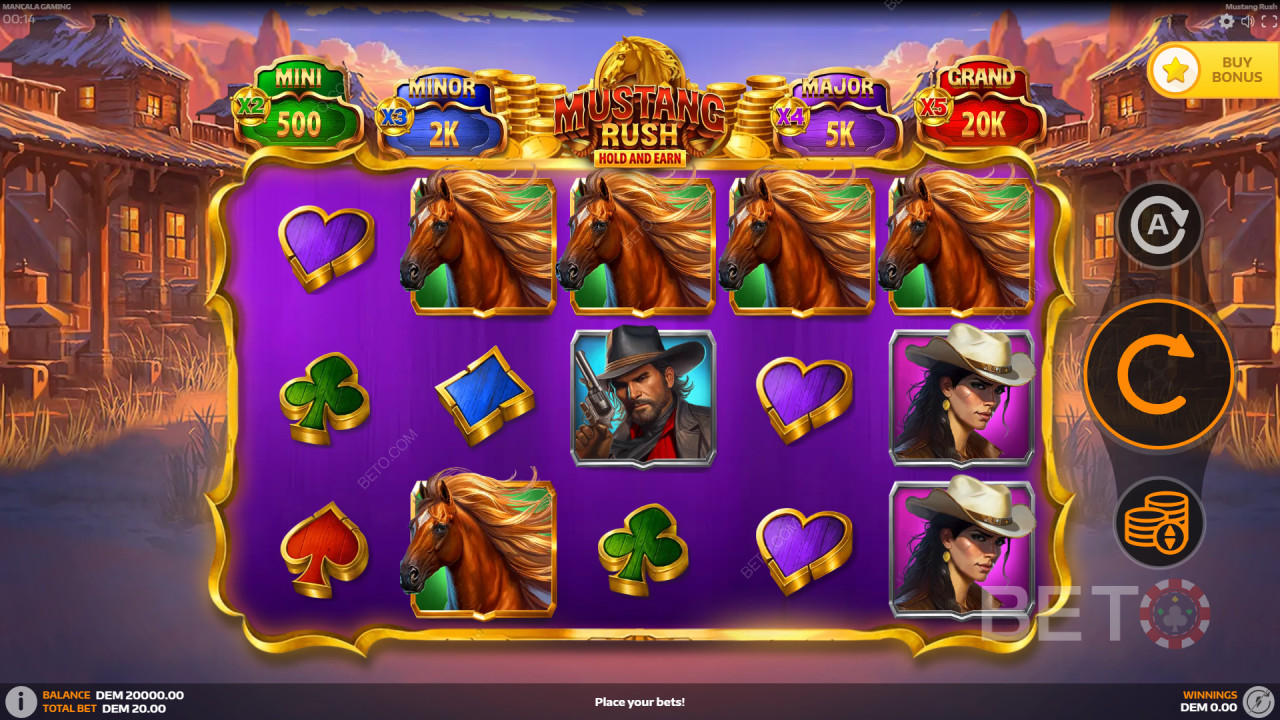 Como jogar Mustang Rush da Mancala Gaming