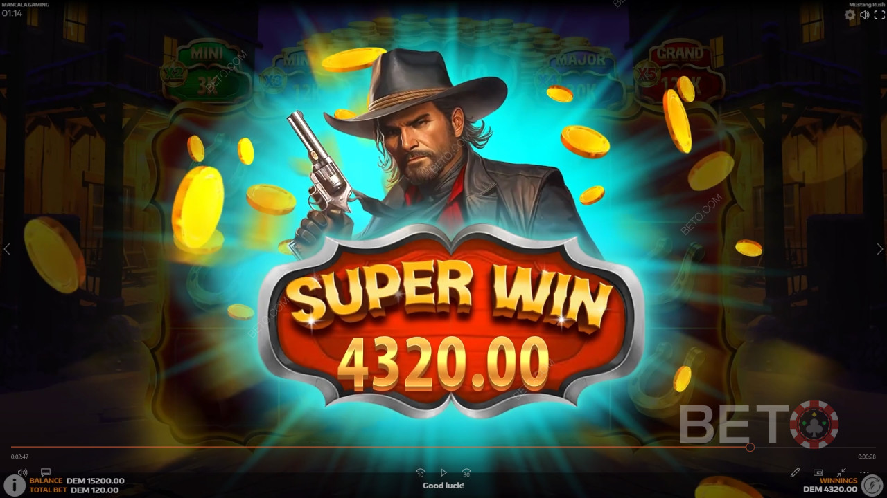 Ganhe 5.105x a sua aposta na Slot Online Mustang Rush!