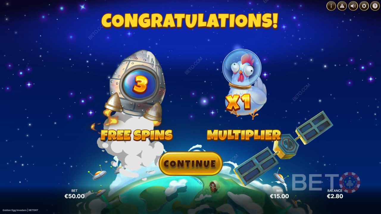 Funcionalidades de bónus explicadas em Golden Egg Invaders por NetEnt