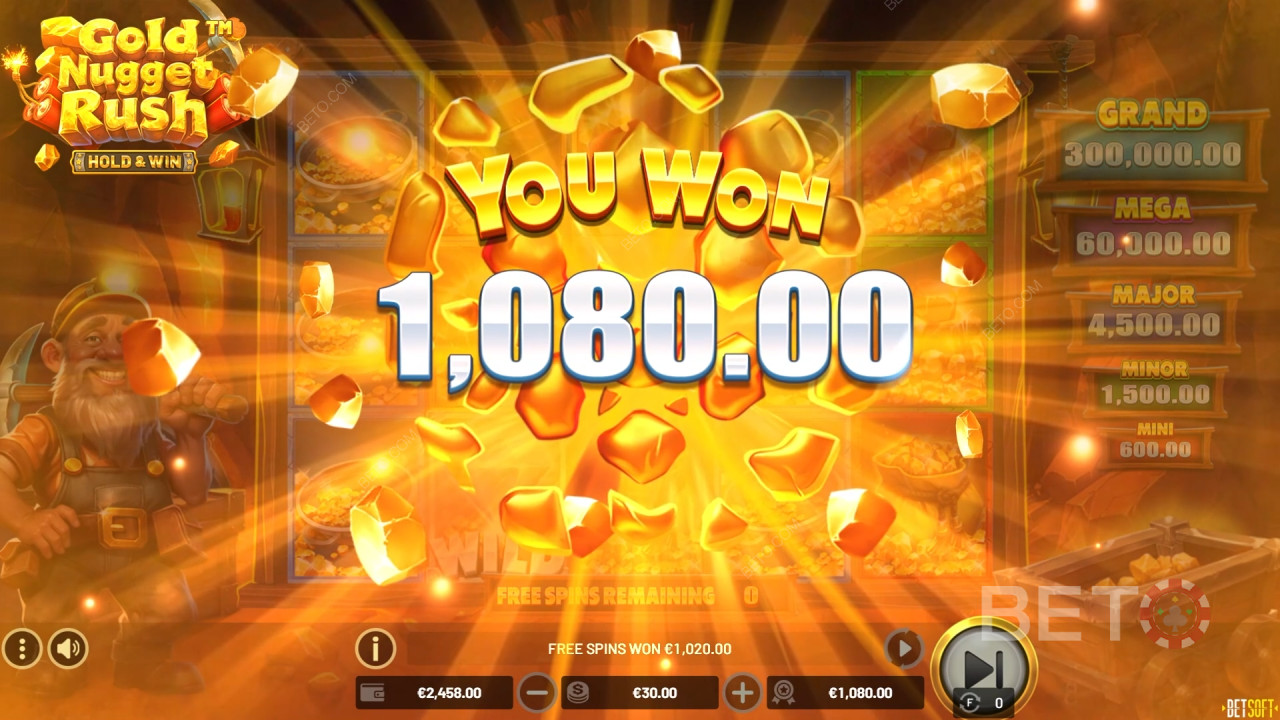 Ganhe 10.000x a sua aposta na Slot Online Gold Nugget Rush!