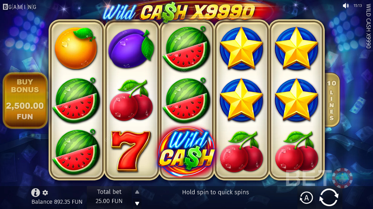A slot Wild Cash x9990 faz lembrar as slots clássicas