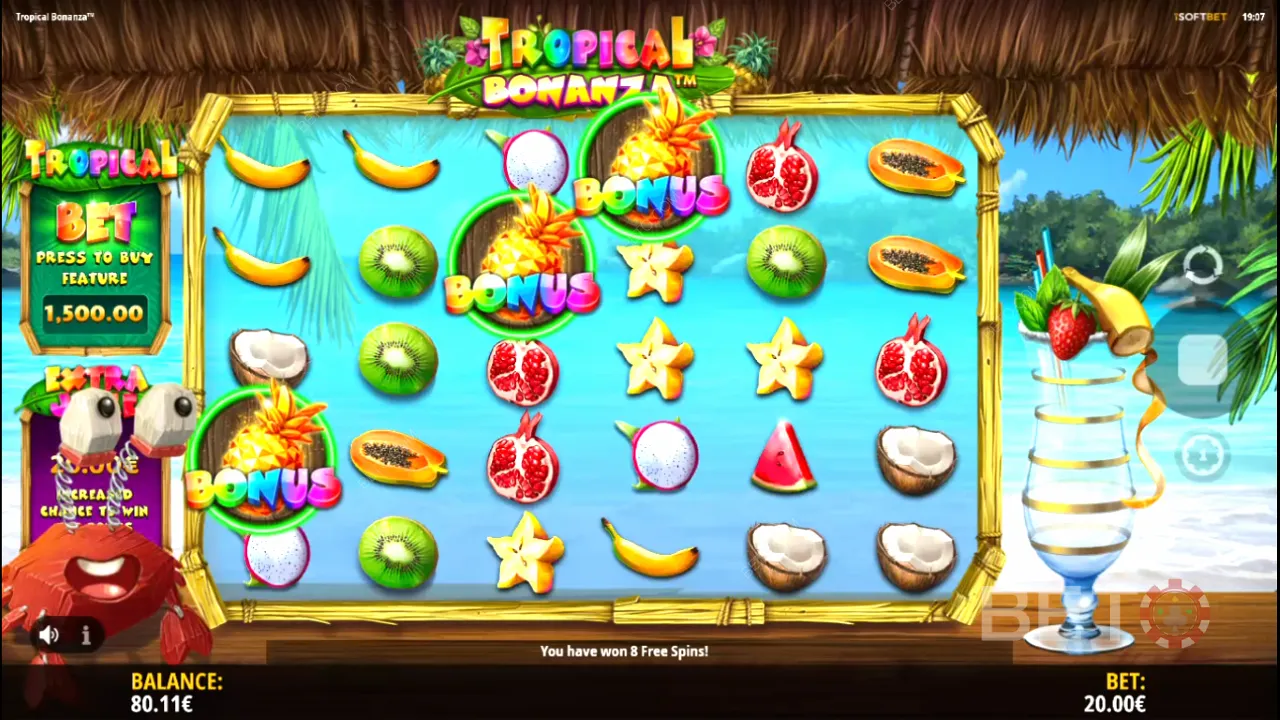 Jogabilidade do vídeo slot Tropical Bonanza