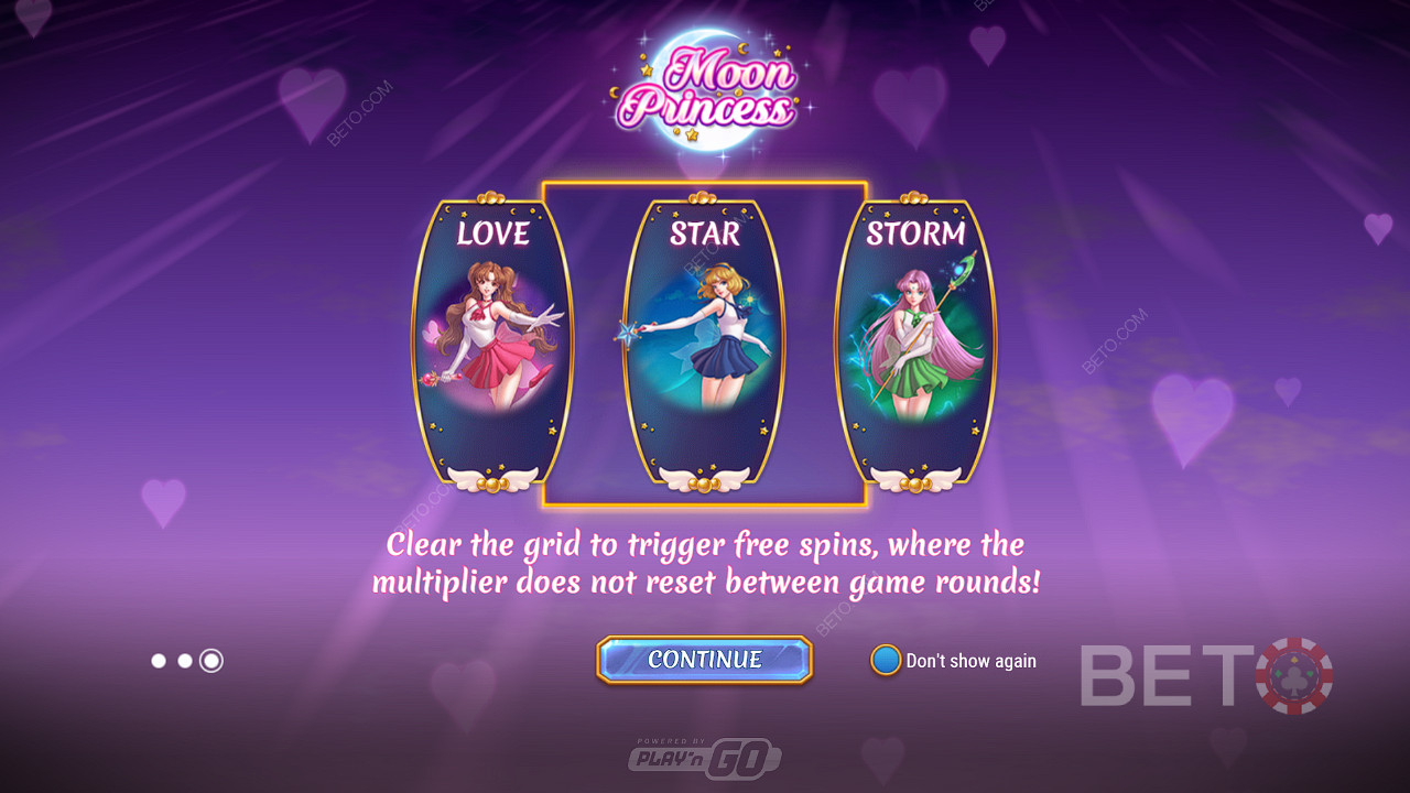Escolha o tipo de giros livres que deseja na slot machine Moon Princess