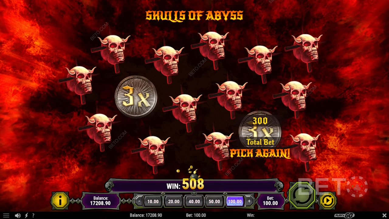 Escolha caveiras no modo Skulls of Abyss para ganhar prémios em dinheiro real e até x20 Multiplicadores