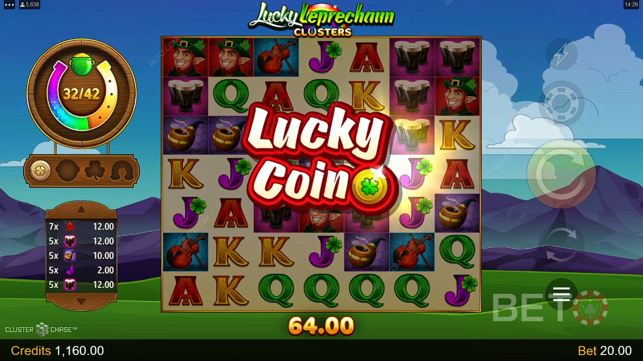 Ganhe 4.600x a sua aposta na Slot de Vídeo Lucky Leprechaun Clusters!