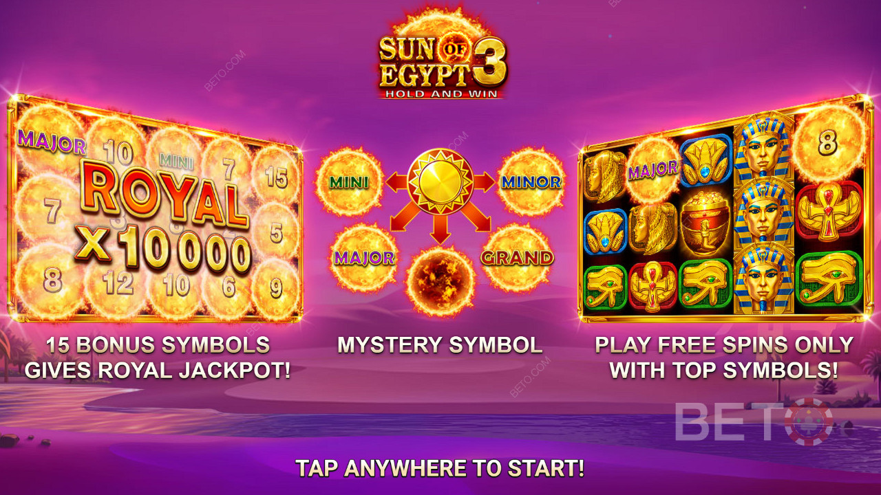 Ganhe 10.000x a sua aposta na Slot Online Sun of Egypt 3!