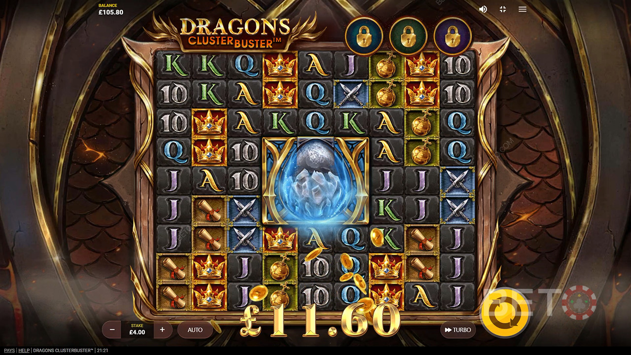 Funcionalidades de bónus explicadas em Dragons Clusterbuster por Red Tiger
