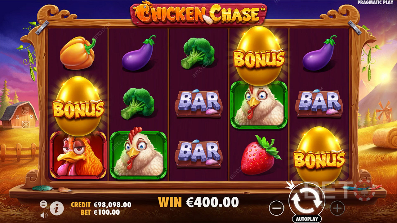 Ganhe 210x a sua aposta na slot machine Chicken Chase!