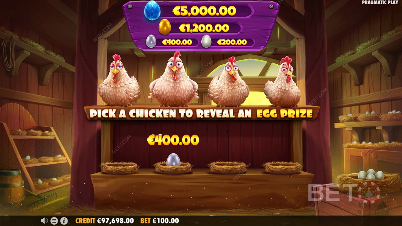 Funcionalidades de bónus explicadas em Chicken Chase por Pragmatic Play