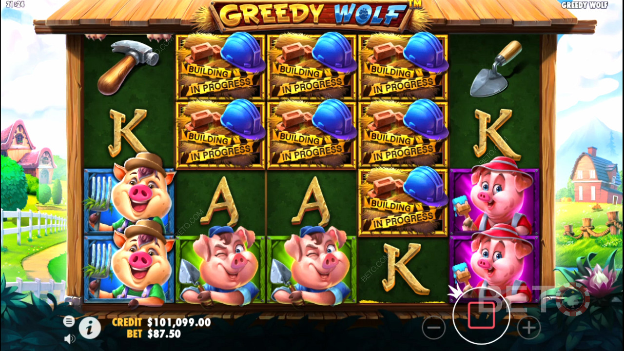 6 ou mais Scatters activam as Free Spins na slot machine Greedy Wolf