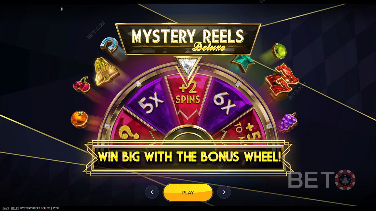 Gire a roda de bónus e ganhe grandes prémios na slot Mystery Reels Deluxe