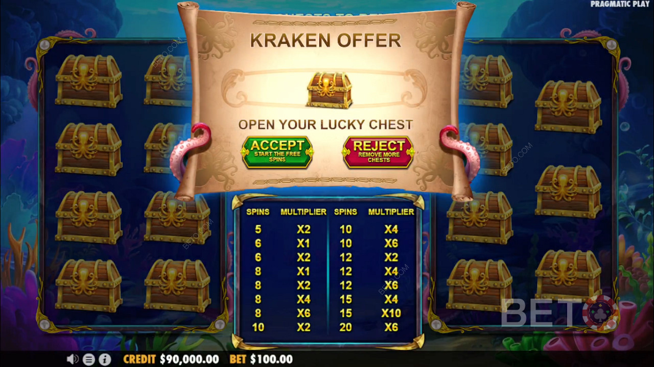 Aceite a oferta ou tente a sua sorte no mini-jogo da slot online Release the Kraken 2