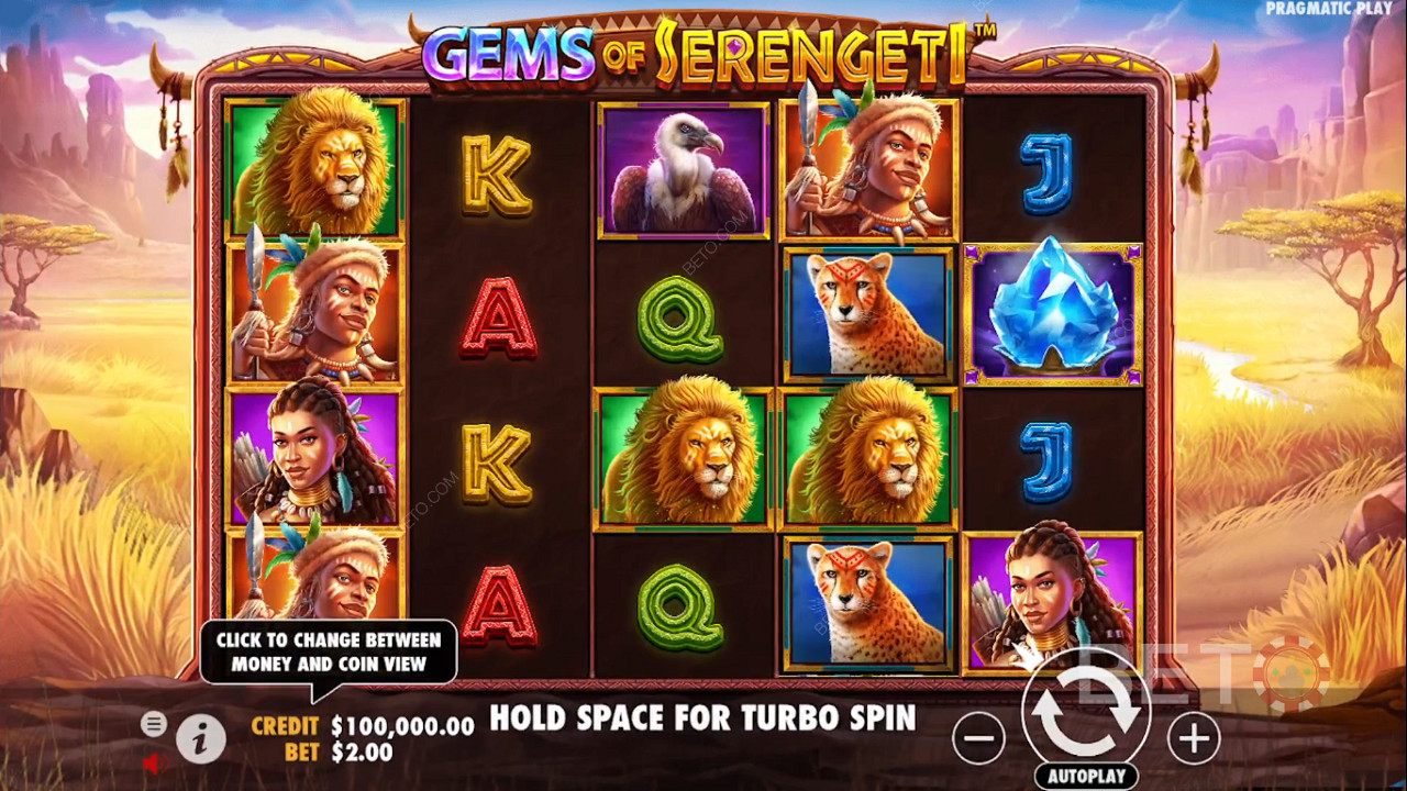 Desfrute dos mais recentes bónus e do divertido tema da slot machine Gems of Serengeti