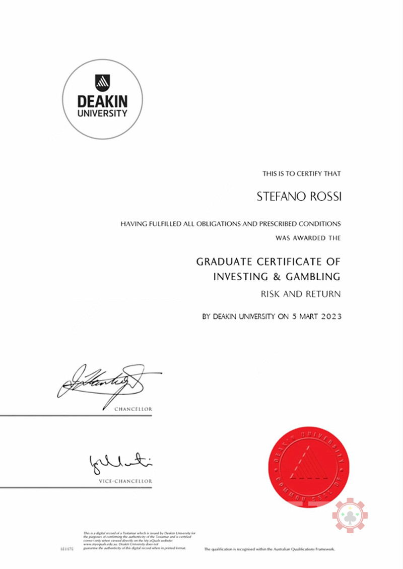 Stefano Rossi - Certificado na Universidade de Deakin