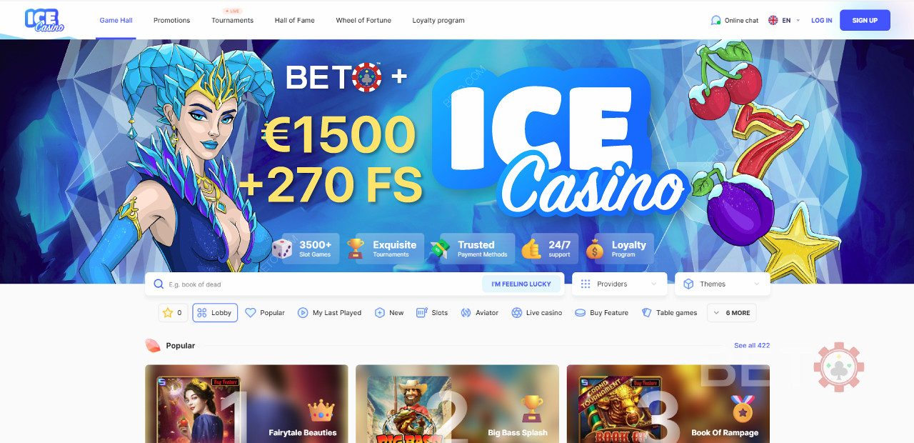 A navegação e a interface do site do ICE Casino são de fácil utilização