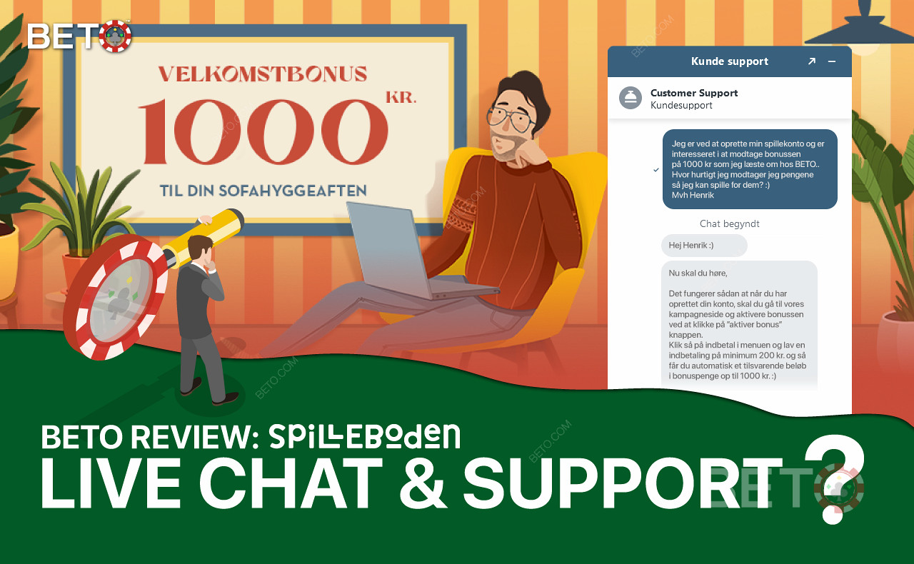 Serviço ao cliente Spilleboden - Live Chat