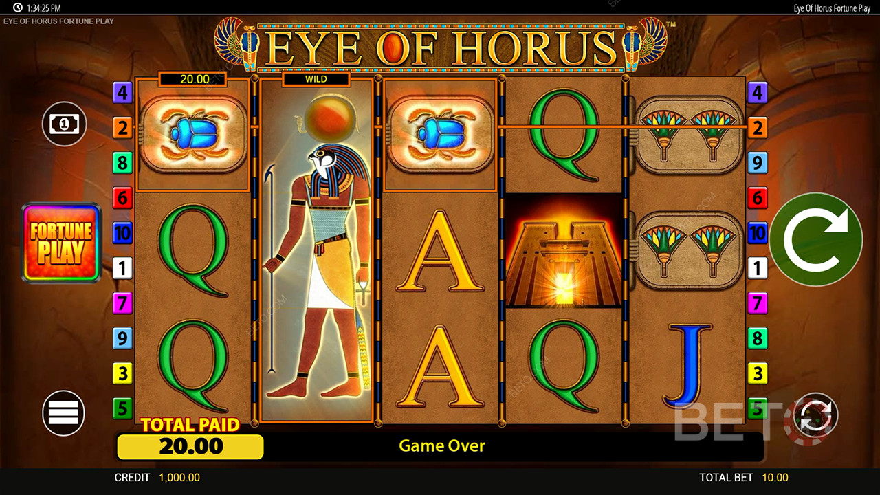 Ganhe 50.000x a sua aposta na Slot Online Eye of Horus Fortune Play!
