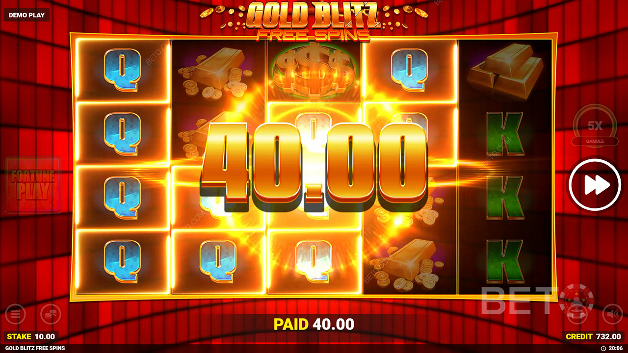 Ganhe 50.000x a sua aposta na slot de rodadas grátis Gold Blitz!