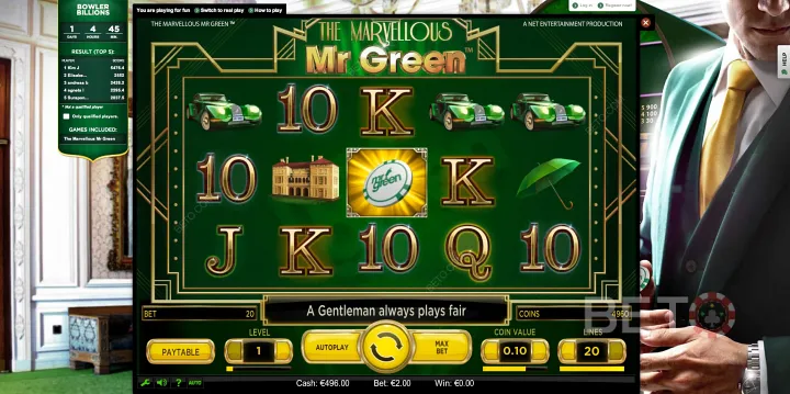 O melhor lugar online para jogar slots online é no site de jogo Mr Green.