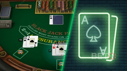 Os valores das cartas de blackjackjack e as opções de apostas são os mesmos com ou sem dealers reais...